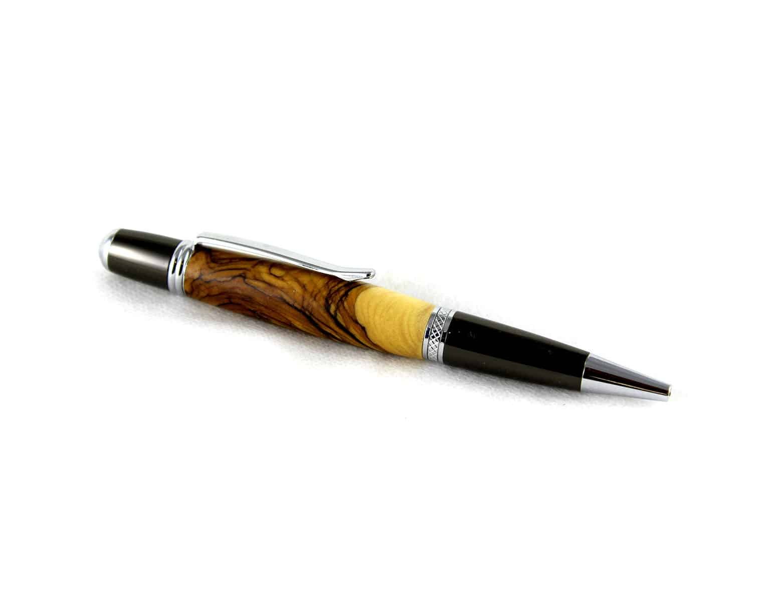 Handcrafted Bethlehem Olive wood Apprentice Classica Pen w/ Chrome Fixtures #PE110