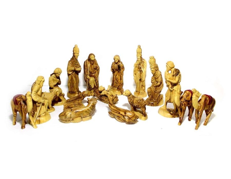 Statuette del Presepe in Legno di Ulivo senza Grotta NA105